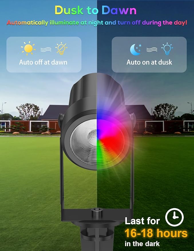 ZYAN Solar Color Changing RGB Spotlights with Remote 12000mAh Separate Monocrystalline Panels &amp USB-C Powered Auto On Off Outdoor IP65 Waterproof for Patio Yard Path (100 Lumens × 8 Pack)