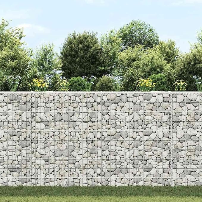 YAFF Galvanized Steel Gabion Raised Bed Silver Trapezoidal Outdoor Garden Bed – 59.1x7.9x39.4 inches