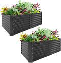 Land Guard 2 Pack 8×4×2ft Galvanized Raised Garden Bed Kit Galvanized Planter Raised Garden Boxes Outdoor Large Metal Raised Garden Beds for Vegetables (Gray)