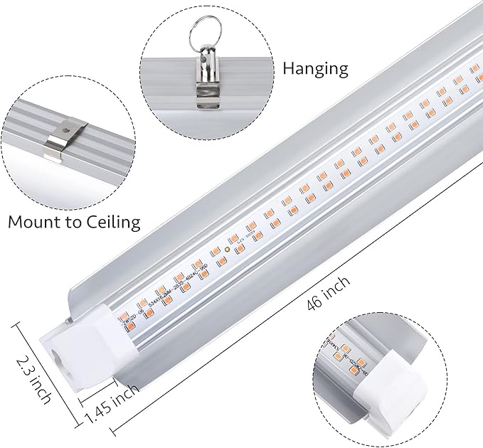 Grow Light for Indoor Plants4ft T8 180W(4 x 45W 1080W Equivalent) Super Bright Full Spectrum Sunlight Plant Light LED Grow Lights for Indoor Plants Greenhouse 4-Pack