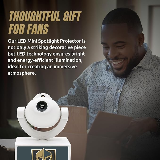 Sporticulture NHL American Hockey Vegas Golden Knights LED Mini Spotlight Projector – 6 Team Logos Portable &amp USB Rechargeable – For Game Day Parties Dorm Rooms &amp More (No Button Batteries R