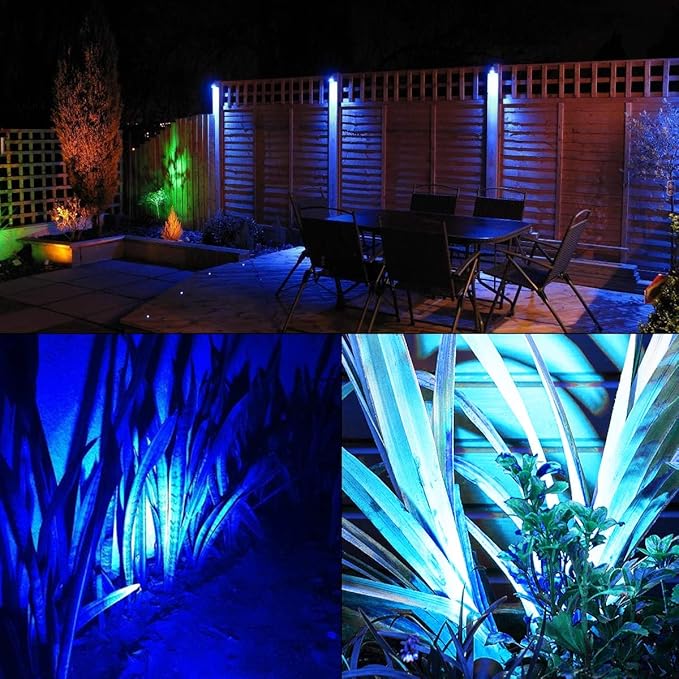 T-SUNUS Blue Spotlight 6 Pack IP65 Waterproof Solar Lights Auto-on/Off Security Landscape Light 180° Angle Adjustable Wall Light for TreePatioYardGardenDrivewayPool Area