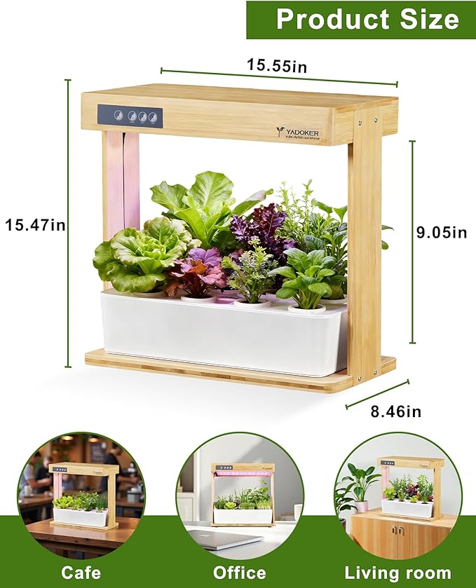 yadoker Indoor Hydroponic Garden System 8 Pods Smart Growing Kit with LED Grow Light Automatic Timer Pump System &amp 3.5L Water Tank – Ideal for Herb Cultivation (No Seed)