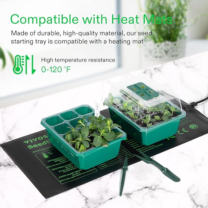 VIVOSUN 6-Pack Seed Starter Trays and T5 Linear Grow Lights 5000K Full Spectrum LED Grow Lights for Indoor Plants SGS Compatible 15W/Bar 2ft 4-Pack