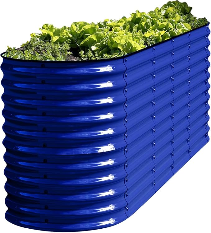 Olle Galvanized Raised Garden Beds 32 Tall Metal Plant Boxes for Outdoor Vegetables 12-in-1 Garden Bed Cobalt Blue