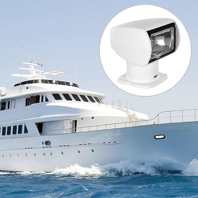 Marine Searchlight 12V 100W Rotating Remote Searchlight with Long Power Cord Marine Remote Spotlight Marine Spotlight Suitable for Yachts Coast Guards Marine Police Fishing Boats