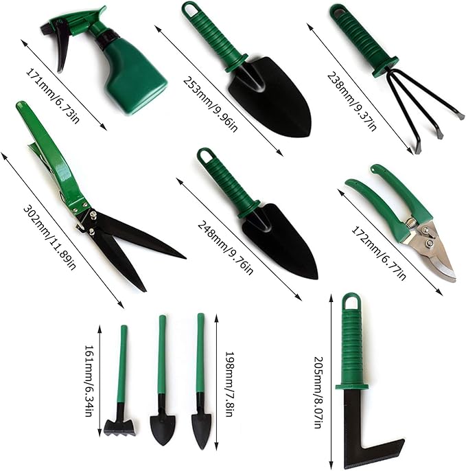 Garden Tools Set10 Piece Gardening and Planting Kit with Carrying CaseSucculent Tools Set Planting Tools Kit Including Shovel Rake Fork Weeder TrimmerGardening Gift Set for Gardener Women Men