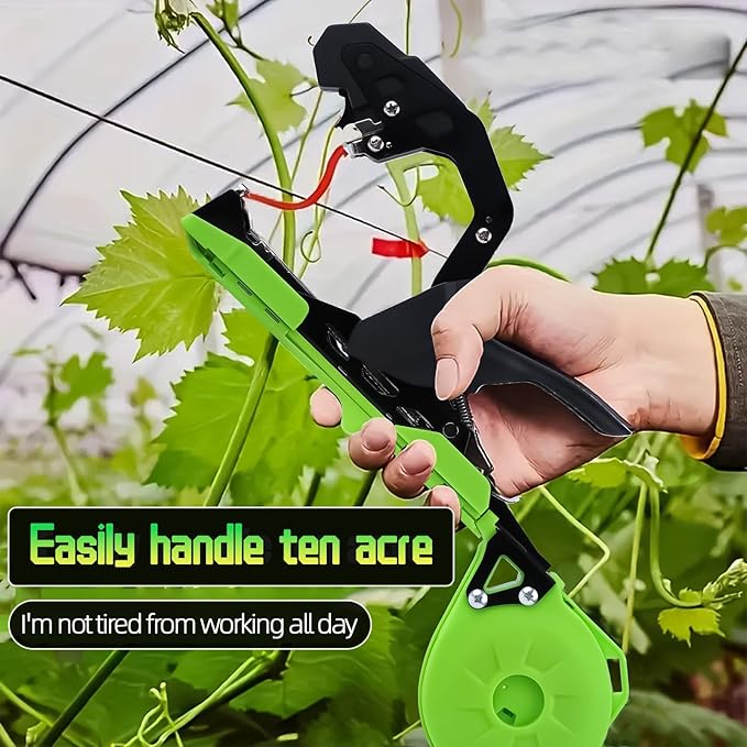 Plant Tying Machine 20 Tapener Tying Tool Plant Tying Tool with Spare Blade and a Box of Staple for Quick Bundling of Tomatoes Grapes and Vegetables (Green)