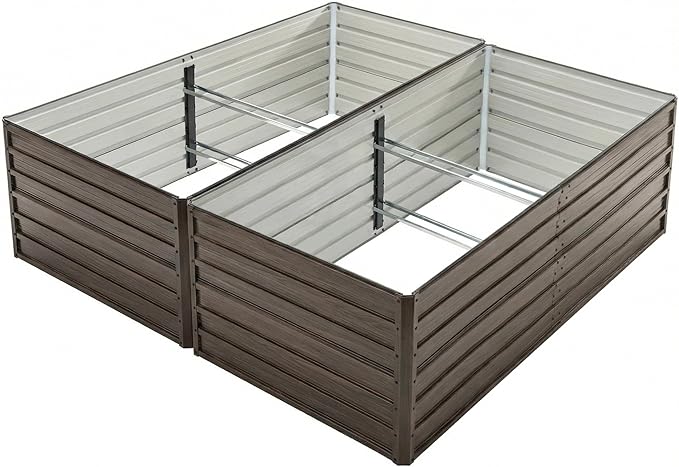 2 Pack Metal Raised Bed Garden Bed Kit 8x4x2ft Tall Galvanized Planter Raised Garden Boxes Outdoor Large Metal Raised Garden Beds for Flowers Vegetables Herbs