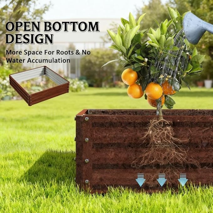 Metal Planter BoxGalvanized Raised Garden Bedfor Growing Vegetables Flowers Herbs Succulents