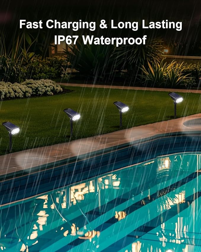 6 Pack Solar Powered Outdoor Spot Lights Outside Waterproof 20 LEDs Landscape Spotlights Dusk to Dawn for House Yard Tree Plants Walls Path Garden Statues Superior Accent Lamp Cool White