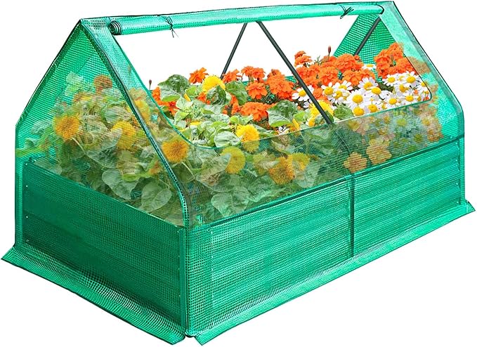 Galvanized Raised Garden Bed with with Greenhouse 6*3*3FT/4*3*3FT Outdoor Raised Garden Planter Box for Vegetable Flower Fruit Metal Planter Garden Box for Garden Yard (4*3*3FT)