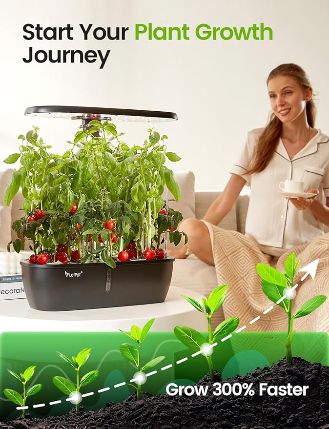 LETPOT Hydroponics Growing System 12 Pods Indoor Herb Garden Kit with 24W LED Grow Light 5.5L Water Tank &amp 16 Adjustable Height Smart Indoor Gardening System for Kitchen Home &amp Gift