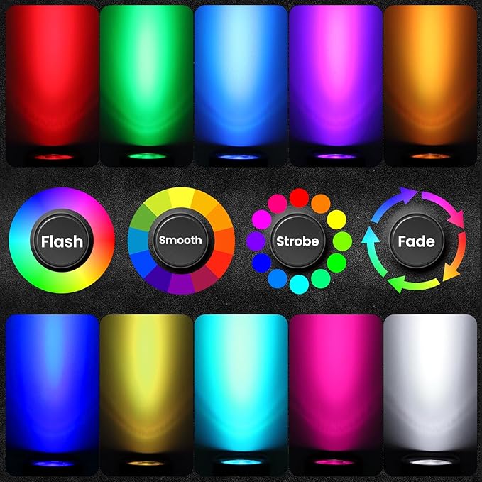 ZZXX 20W RGB Outdoor Spotlight Halloween 120V Color Changing Landscape Lights Waterproof LED Multicoloured Spotlights Dimmable Timer Memory Function with US 3-Plug in (2 Pack)