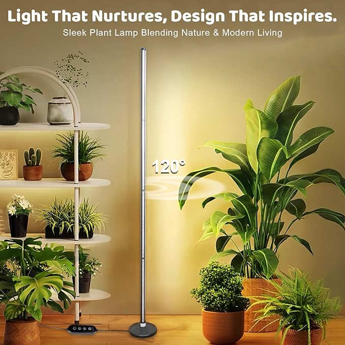 65 Adjustable Grow Light for Indoor Plants 48W Full Spectrum Standing Plant Light with Remote Control Timer &amp 10-Level Dimmable for Tall Plants