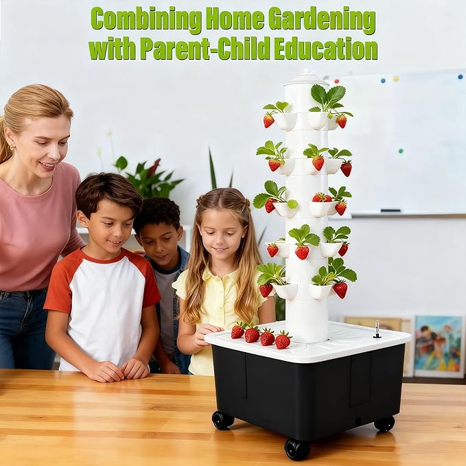Hydroponics Growing System Indoor Gardening System Hydroponic Tower with 30 Liter Capacity Mobile Water Tank for Home Balcony or Small Greenhouse Growing