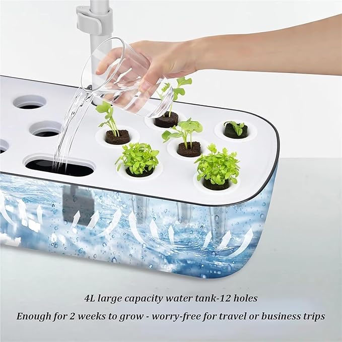 Hydroponics Growing Systems Kit Indoor Hydroponics Growing Systemsfor Herbs Fruits and Vegetables(White)