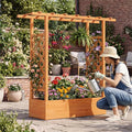 Fir Wood Raised Garden Bed with Side Trellis 109.22×35.56×114.30 cm Planter Box with Drainage Holes-Orange