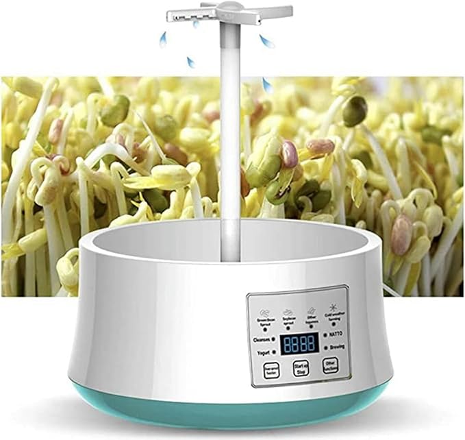 Electric Bean Sprout Maker with Smart Watering System and Constant Temperature Control - Large Capacity Seed Germination Device for Sprouting Beans and Seeds (Three Layers)