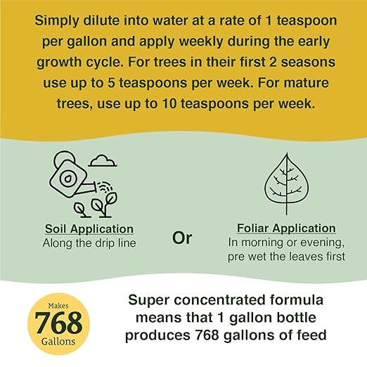 Farmer's Secret Fruit Tree Booster Fertilizer (128oz) - Super Concentrated and Phosphorus Rich - Formulated for All Fruit Trees Including Peach Banana and Apple