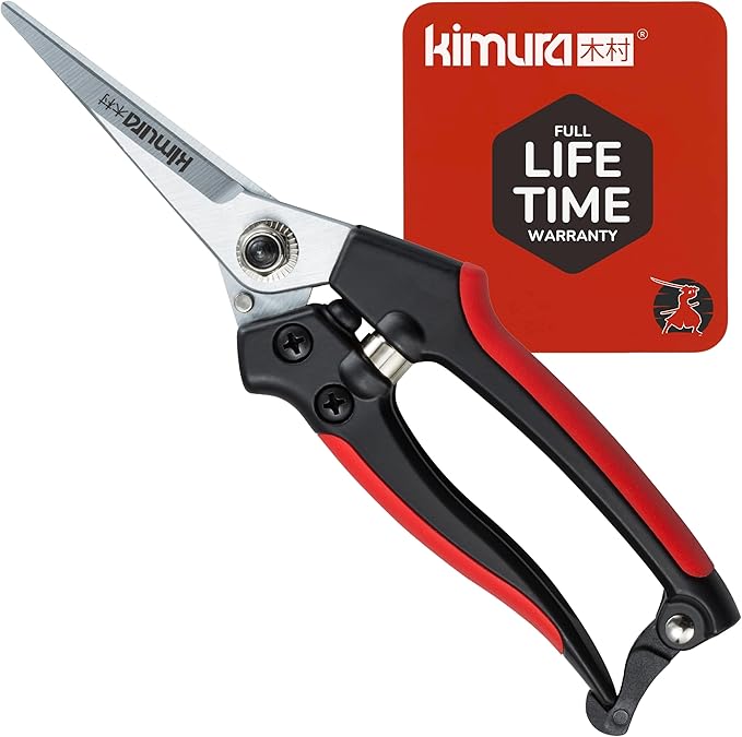 Kimura® 8 Pro Pruning Scissors Premium Japanese SK5 Hi-Carbon Steel Blades Non-Slip Vinyl Coated Handles Lightweight &amp Ergonomic Multi-Tasking Pruning Shears Garden Snips Precision Clippers