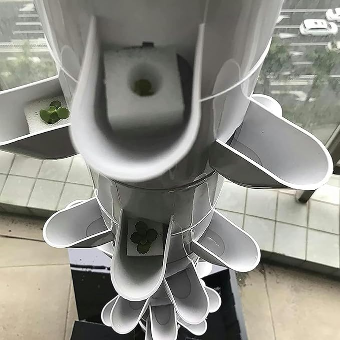 45Holes Hydroponic Grow Tower Vertical Hydroponics Indoor Self-Watering Growing System Soilless Cultivation Grow Tower Aeroponics Growing Kit with Hydrating PUM