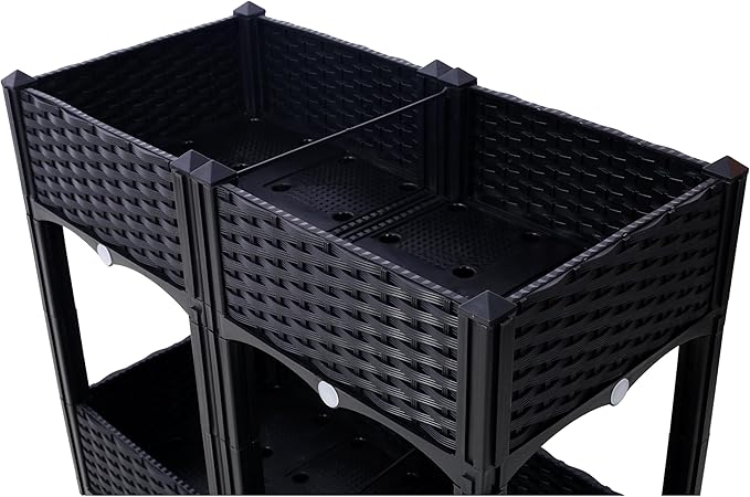 Planter Raised Beds Elevated Drainage Plug Raised for VegetableFlowerHerb Outdoor Standing Planter Beds Gardening KitBlack31.5x15.7x27.7 UQ716