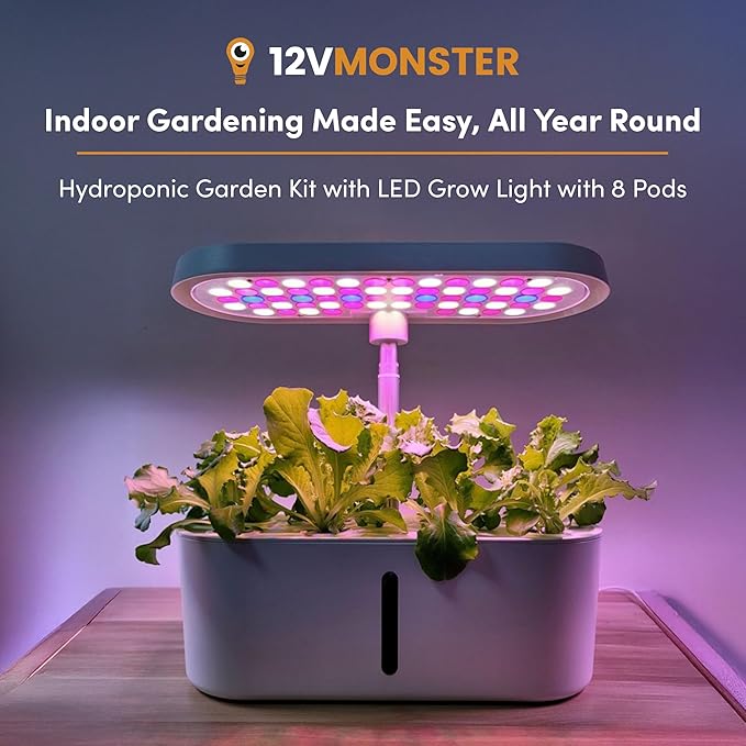 Indoor Hydroponics Growing System Kit – Aeroponic Herb &amp Vegetable Garden with LED Grow Light – Compact Indoor Gardening System for Plants Herbs Microgreens &amp Flowers – Hydroponic Planter
