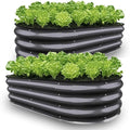 GrowHaus 2 Pack 4x2x1FT Galvanized Raised Garden Bed Planter Boxes Outdoor Metal Garden Beds for Planting Vegetables Flowers Herbs Dark Gray