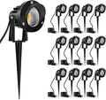 Romwish Outdoor Spotlight 3000K Warm White12W LED Spot Lights Outdoor for Yard Garden Tree 120V Plug in Landscape Lighting with IP65 Waterproof for Lawn Decorative 12 Pack
