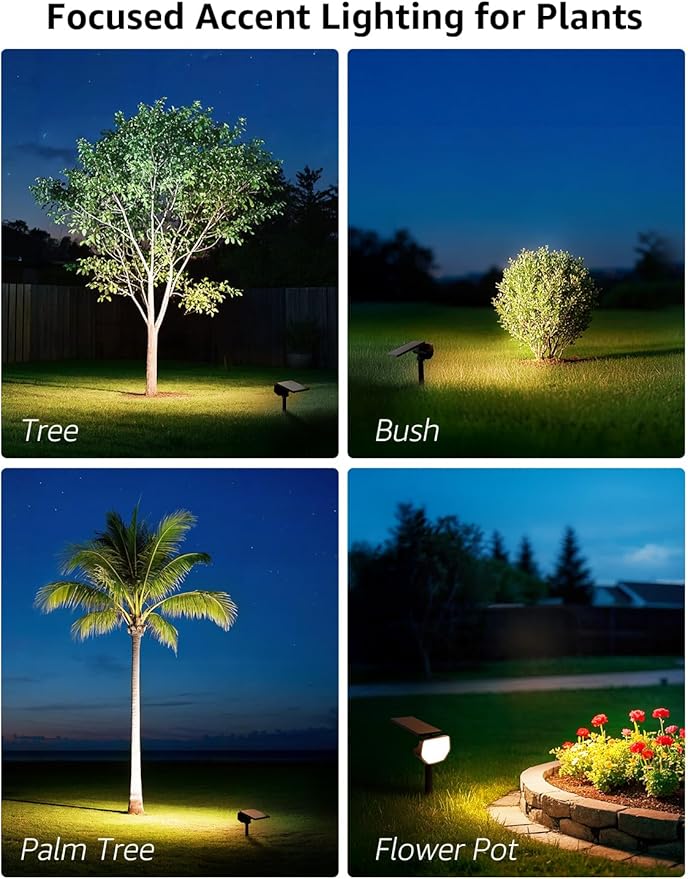 Lepro Solar Decorative Spot Lights 4 Pack Warm White Accent Lights for Garden Ambiance IP65 Waterproof Adjustable Landscape Lighting to Highlight Statues Plants Pathways &amp Yard Decor