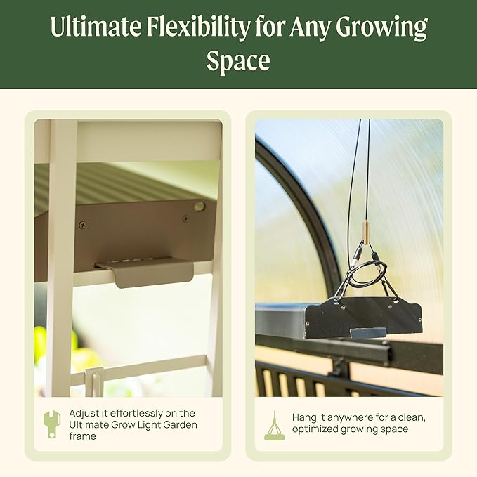 Vego garden Indoor Ultimate Grow Light with Hanging Kit Powerful 60 W Full-Spectrum LEDs Plant Rack for Seed Starting Leafy Herbs Fruits &amp Microgreens Earth Brown