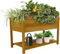 Raised Garden Bed Planter Box with Legs &amp Storage Shelf Wooden Elevated Vegetable Growing Bed for Flower/Herb/Backyard/Patio/Balcony 48.5x30x24.4in