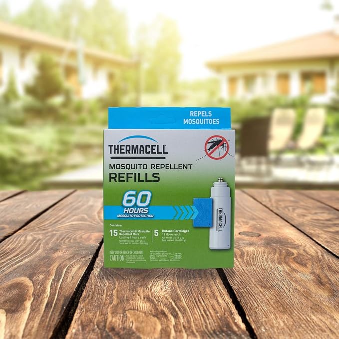 Thermacell Mosquito Repellent Refills 60-Hour Pack Contains 15 Repellent Mats 5 Fuel Cartridges Compatible with Any Fuel-Powered Thermacell Product No Spray Scent Mess
