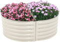 Aoodor 42 L x 24 W x 17 H Half Moon Galvanized Raised Garden Bed Durable Semi-Circular Outdoor Planter Boxes for Vegetables Flowers and Herbs Set of 2 Beige