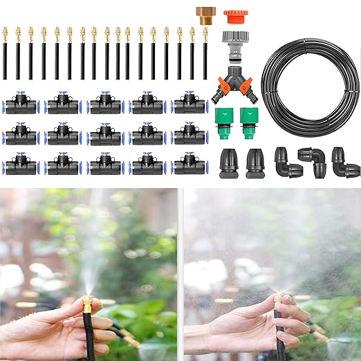 Automatic Drip Irrigation Kit Bendable Drip Garden Watering System 360° Curved Garden Automatic Irrigation System Smart Timer Water Saving for Greenhouse Yard Lawn Plant 40m