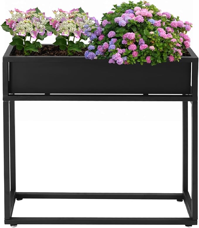 Elevated Planter Box 28In Tall Rectangular Garden Raised Planter Box with Drainage Hole 28 * 8 * 28In Outdoor Raised Garden Bed with Legs for Gardening Herb Vegetable Flower