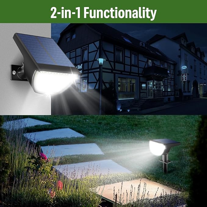 Solar Lights Outdoor Waterproof IP65 Solar Powered 76 LED 3 Lighting Modes Solar Spot Lights Outdoor for Yard Garden Landscape Pathway (White 6 Pack)