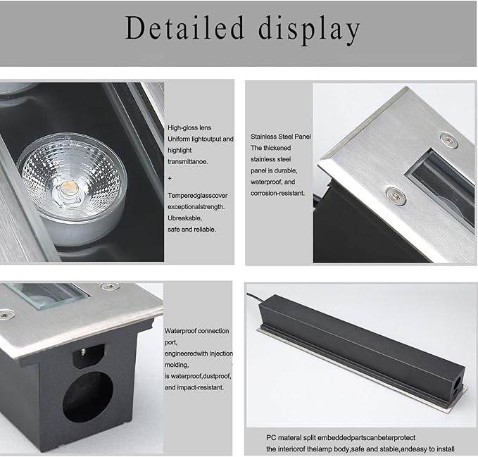 Rectangular Outdoor Recessed Spot Light - IP65 Waterproof Garden Buried Lights AC85-265V LED Floor Spotlight Ground LED Landscape Lights Outdoors Terraces Lighting(White5w)
