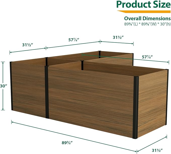 Composite Garden Planter Box with Open Base - Outdoor Modular Raised Bed for Vegetables Flowers and Herbs Durable Eco Friendly Easy to Assemble Low Maintenance