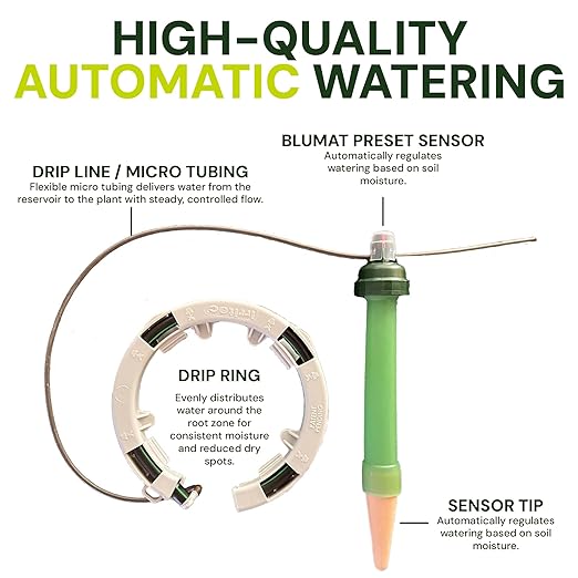 Grow Tent Drip Irrigation System - Blumat Watering Kit for 9 Large Pots (2-7 Gallon) - Automatic Grow Tent Watering System with Efficient Preset Blumat Sensors (Bucket not Included)