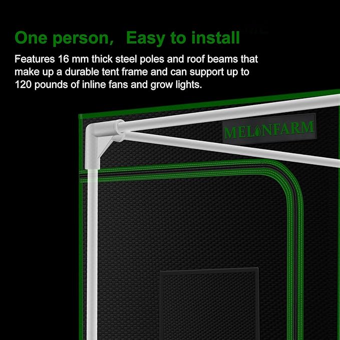 MELONFARM 32x32x63'' Grow Tent High Reflective 600D Diamond Mylar Canvas with Observation Window and Floor Tray for Hydroponic Indoor Plant Growing