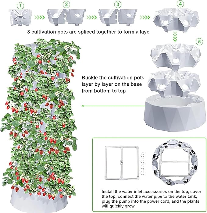 Hydroponic Kits Hydroponic Tower Kit Hydroponic Growing System Indoor/Outdoor Hydroponic Growing Kit/1pc Beginner Hydroponics System(6 Layers)