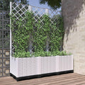 Garden Planter White Polypropylene 47.2 x 15.7 x 53.5 in Raised Garden Bed with Trellis for Outdoor Plants Rectangular