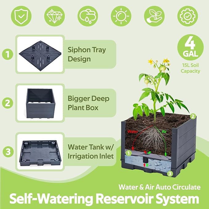 2 Pack Tomato Planter Box with Trellis for Climbing Plants Outdoor - Self Watering Raised Garden Bed Tomato Pot - 55 Tomato Cage Garden Trellis Plant Support for Vine Vegetables Herbs Flowers Indoor