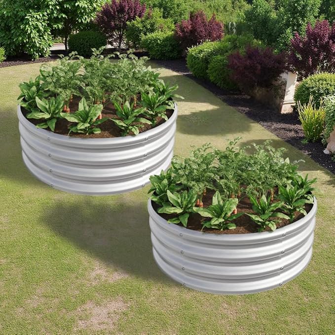 Durable Metal Raised Garden Bed for Vegetables Flowers and Herbs – Rust-Resistant Outdoor Planter Box with Solid Frame (2PCS Silver with 32.08x11.4 inches)