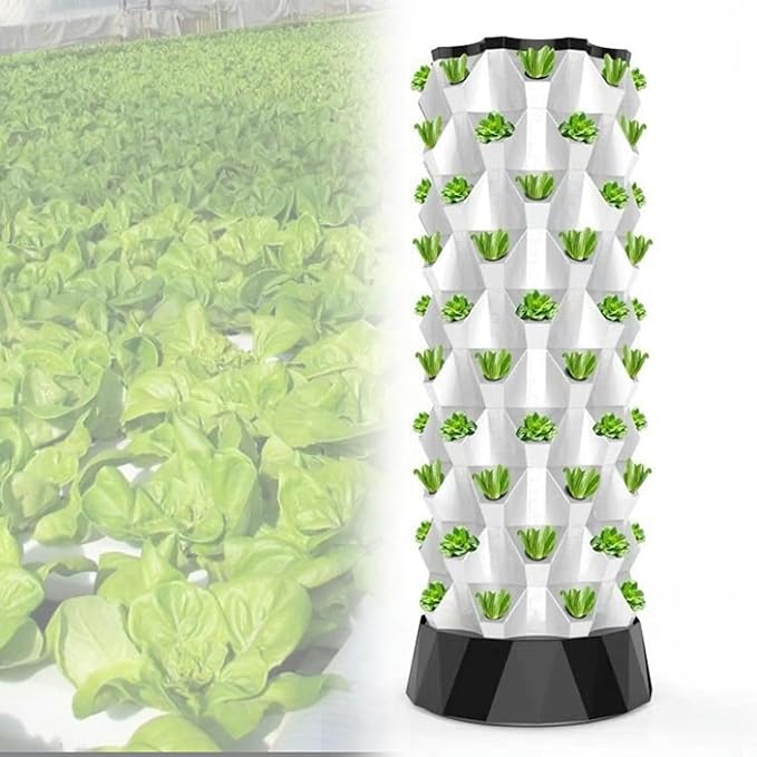 Hydroponic Garden Tower Vertical Hydroponic Indoor Growing System Hydroponic Tower Growing Sytem Multi-Layer Grow Tower for Grow Fruits Vegetables 10floors