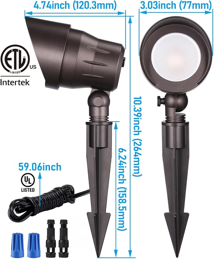 LEONLITE 5CCT Low Voltage LED Landscape Spotlight Update 1800K2700K3000K4000K5000K Selectable 5W 12V Pathway Lights Outdoor CRI90 Aluminum Spot Lights for Garden ETL IP65 Waterproof Pack of 6