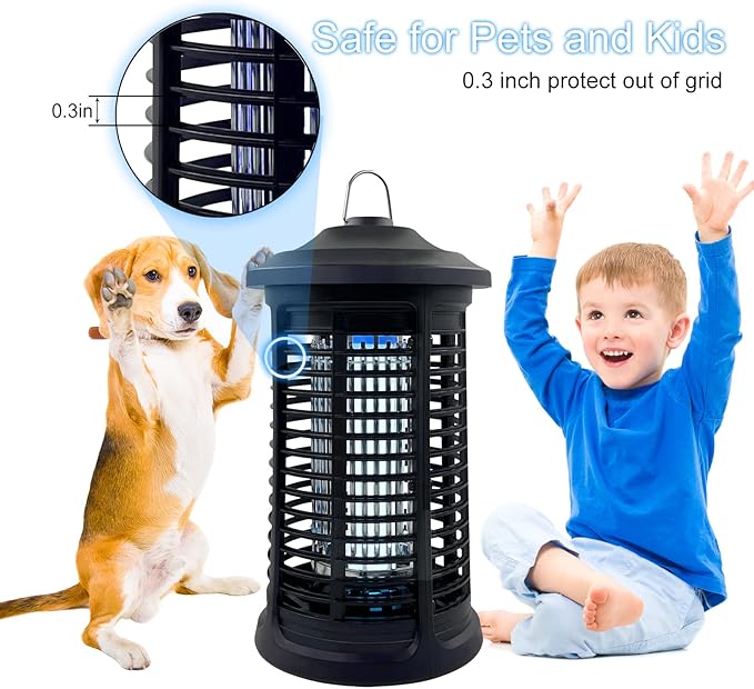Electric Bug Zapper Indoor/Outdoor 4200V High Powered Mosquito Zappers Killer Waterproof Insect Fly Swatter Zapper Mosquito Trap Outdoor Fly Traps Insect Killer for HomeGardenBackyard Camping