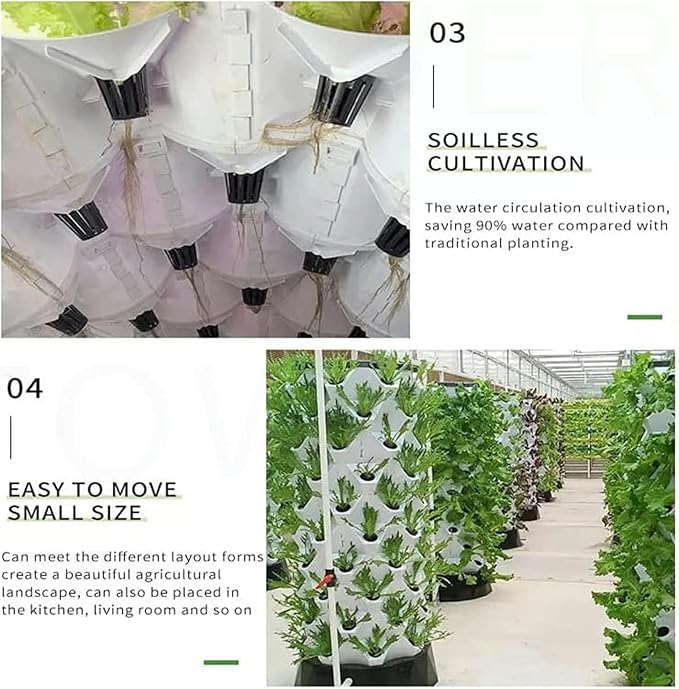 80-Hole Hydroponic Tower Soilless Cultivation Multi-Layer Planting Equipment Aeroponic Cultivation Kit for Fruits and Vegetables